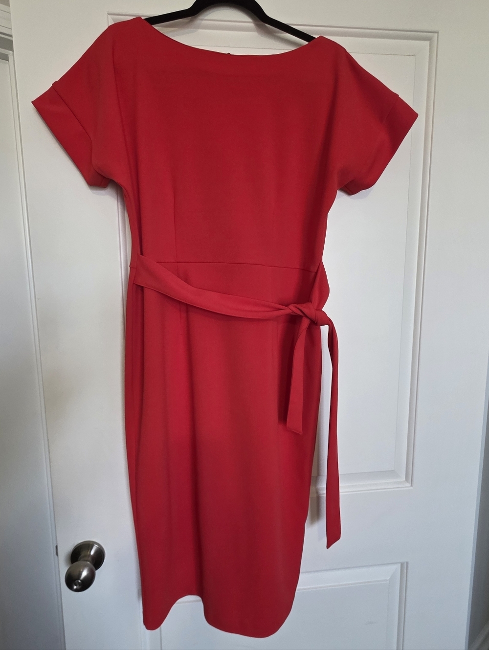 New York & Company Red Belted Midi Dress